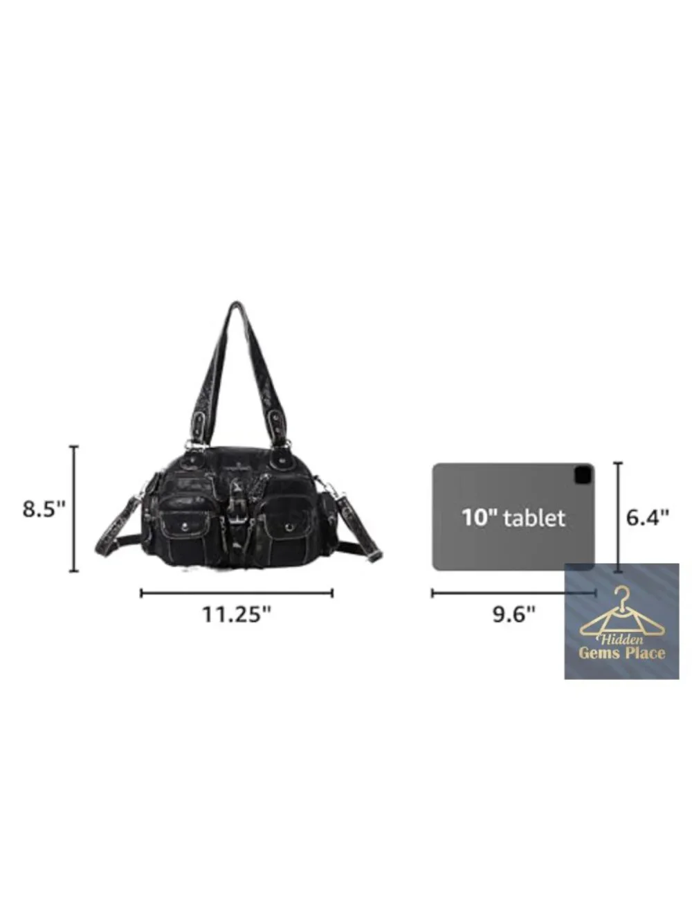 Hobo Crossbody Shoulder Bag - Soft PU Leather, 3 Compartments, 8 Pockets,